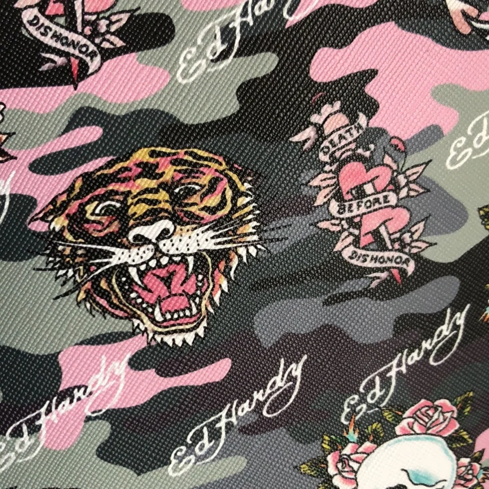 Ed Hardy Pink and Black Women's COSMETIC Case Bag
